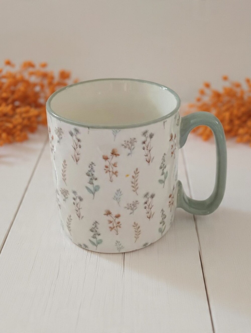 10 Strawberry Street Bella Wildflower Ceramic Mug Green Accent